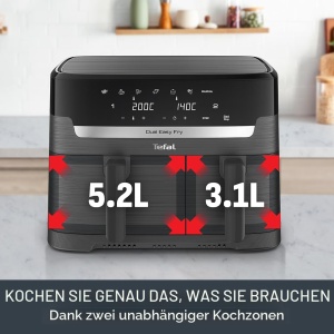 Friteuza cu aer cald Tefal Easy Fry, 8.3 l, 8-in-1, 2 compartimente - Img 2