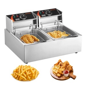 Friteuza Electrica VEVOR 24L 3000W Dubla Inox Control Termostatic