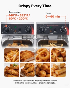 Friteuza electrica VEVOR SEF-102V, 14 L, 5000 W, din otel inoxidabil - Img 6