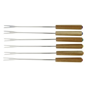 Furculite fondue Fackelmann 31029 din inox cu maner din lemn, 25 cm - Img 2