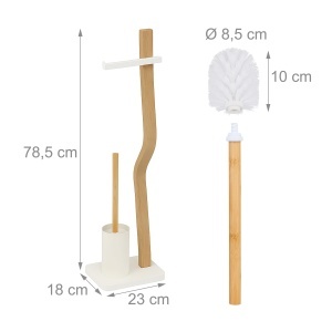Garnitura WC Relaxdays, 78.5 x 23 x 18 cm, AlbNatural, Metal si Lemn - Img 4