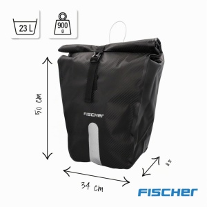 Geanta pentru bicicleta FISCHER PLUS Terra, 23 litri, impermeabila, neagra - Img 2