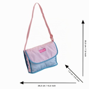 Geanta pentru papusi Theo Klein Baby Coralie, accesoriu cu sticluta, perie si scutec, rosie - Img 3