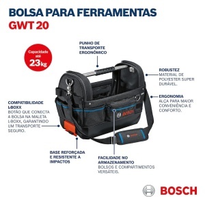 Geanta pentru unelte Bosch PRO GWT 20, design robust, organizare eficienta - Img 8