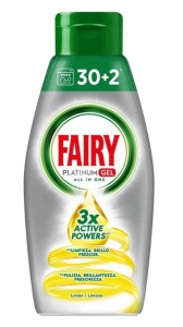 Gel de spalat vase Fairy Platinum 384 spalari cu parfum de lamaie