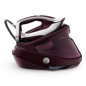 Generator de abur Tefal Pro Express Vision, lumina LED inteligenta pe fier de calcat, presiune puternica de 8,3 bari, 180 g/min abur, 680 g/min jet de abur suplimentar, sistem anti-calcar, rosu inchis/alb, GV9810 - Img 1