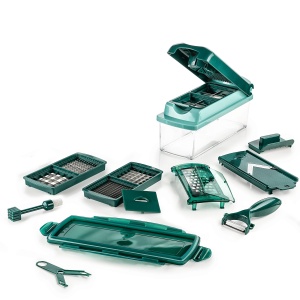Genius Nicer Dicer Plus | 14 bucati | Feliator de fructe si legume | NOU, 26,5 x 9 x 13 cm, plastic, otel inoxidabil