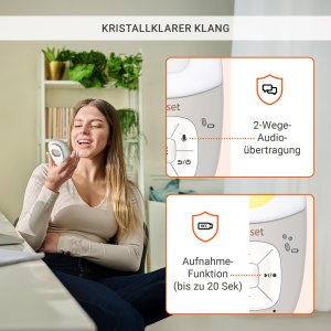 Gigaset Baby 100 Audio - Monitor audio pentru bebelusi cu tehnologie DECT - Comunicare bidirectionala securizata - Raza de actiune de 300 m - Cronometru de hranire - Senzor de temperatura - Lumina de noapte - Afisaj de sunet pe 3 niveluri, gri cald - Img 3
