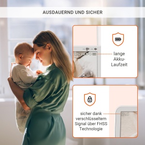 Gigaset Baby 500 Video - Monitor video pentru bebelusi cu transmisie video HD - Tehnologie Secure FHSS - Ecran LCD IPS de 5" - Durata lunga de viata a bateriei - Mod de vedere pe timp de noapte color - Alb crem/Bronz - Img 3