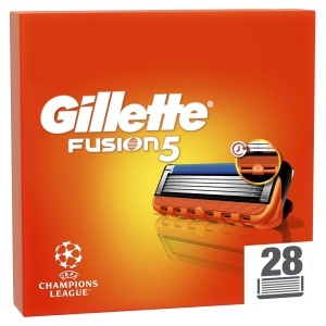 Gillette Fusion5 Lame de Ras pentru Barbati 28 Bucati Design cu 5 Lame si Gleitstreifen Extins