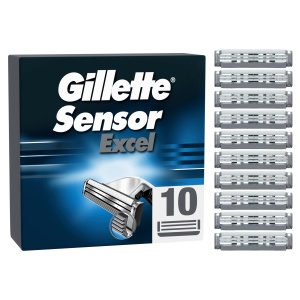 Gillette Sensor Excel Lame de Ras pentru Barbati Pachet de 10 Lame Originale cu Dublu Tais