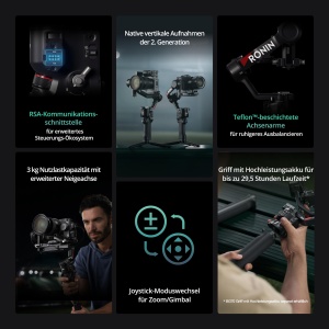 Gimbal Stabilisator DJI RS 4 Combo pentru camere, capacitate 3 kg, accesorii incluse - Img 2
