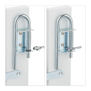 Gratar de protectie pentru caini Relaxdays, extensibil 35-126 cm, inaltime 70-82 cm, bambus, alb - Img 7
