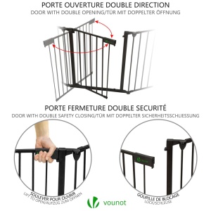 Gratar de protectie VOUNOT 360cm metalic, pliabil, cu usa de siguranta, negru - Img 4