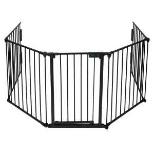 Gratar de protectie VOUNOT, 5 elemente, 300x75 cm, negru, metalic
