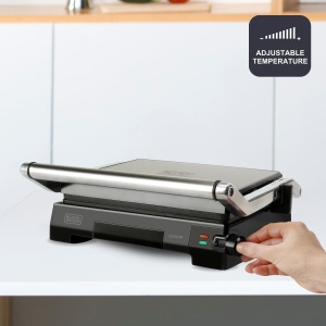 Gratar electric BlackDecker BXGR2200E, 2200W, placi antiaderente, deschidere 180, control temperatura - Img 4