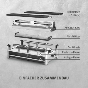 Gratar Raclette CASO AirClean pentru 8 persoane 1500W Dunstabzug integrat Placi ceramice antiaderente - Img 7
