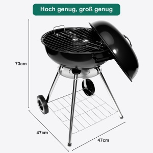 Grill cu Carbune HYCHIKA Kugelgrill 47cm, Compact, Mobil, cu Roti - Img 6