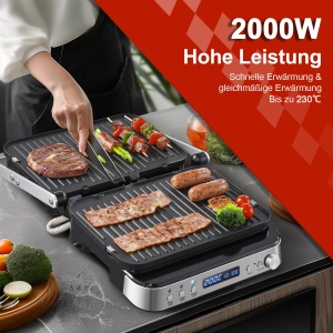 Grill Electric AMZCHEF XXL 2000W 4-in-1 cu Placi Intercambiabile - Img 4