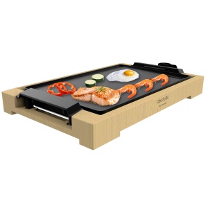 Grill Electric Cecotec TastyGrill 2000, 2000 W, Suprafata Antiaderenta, Structura Bambus