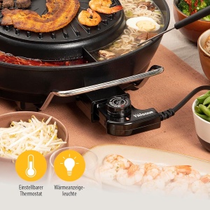 Grill Korean cu Hot Pot Tristar 36 cm, 1800 W, Negru - Img 5