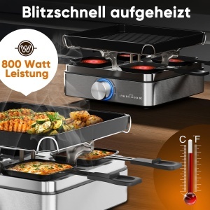 Grill Raclette ProfiCook PC RG 1301 pentru 4 persoane, 800W, cu termostat reglabil - Img 4
