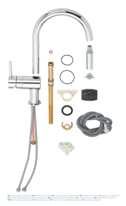 GROHE Minta robinet de bucatarie 2 tipuri de pulverizare robinet de bucatarie cu dus dublu extensibil pivotant la 360deg economisire a apei datorita l - Img 4