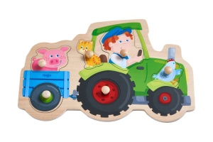 HABA 305550 - Grab Puzzle Fun Tractor Ride Grab Puzzle de la 1 an Colorat