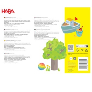 HABA First Words Grabbing Puzzle - Puzzle din lemn cu butoane mari pentru invatarea primelor cuvinte descoperirea culorilor si recunoasterea formelor  - Img 2