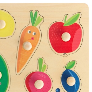 HABA Fruit Paint Grasping Puzzle - Primul puzzle din lemn cu butoane mari - Invatarea culorilor si recunoasterea formelor - Pentru copii de la 12 luni - Img 4