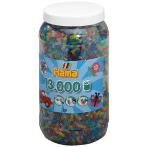 Hama Perlen 211-54 Set XXL 13000 Margele Midi Transparent Glitter Activitati Creative pentru Copii