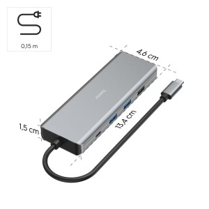Hama USB Hub 9 porturi 4X USB-A 1x USB-C Data 1x USB-C Power 2X HDMI 1x LANEthernet Ultra-HD 4K pana la 5 Gbits MST pentru mai multe afisaje Thunderbo - Img 2