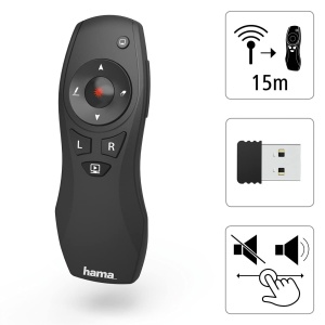 Hama X-Pointer 6in1 Wireless Presenter Laser Pointer Air Mouse Negru - Img 2