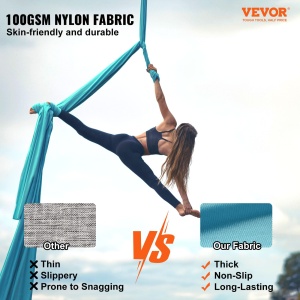 Hamac yoga aerian VEVOR YJ-0077-S09, 10 x 2,8 m, 1000 kg, albastru - Img 2