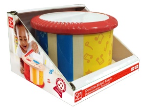 Hape Doppelseitige Holztrommel pentru copii suprafete multiple lemn durabil - Img 6