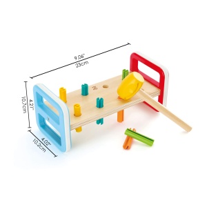 Hape E0506 Klopfbank din Lemn pentru Copii Culori Curcubeu Dezvoltare Motorie - Img 4