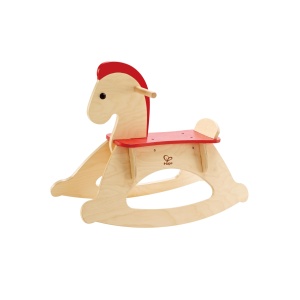 Hape Schaukelpferd din Lemn pentru Copii Reglabil cu Protectie si Spatar Detasabil