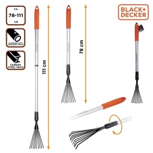 Harka de gradina BLACKDECKER Telescopica 78-111 cm, Aluminiu, Cap din Karbonstahl - Img 4