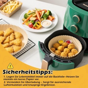 Hartie de copt 20 cm pentru friteuza cu aer cald Ninja, biodegradabila, rezistenta la ulei - Img 7