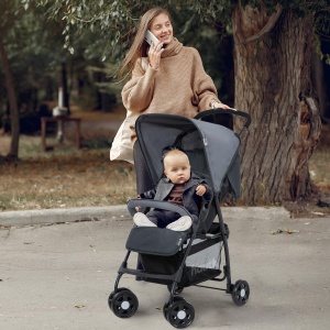 hauck Buggy Sport, Charcoal/Stone - Carucior de calatorie pana 5,9 kg - cu functie de inclinare pentru copii de la nastere pana la 15 kg - Cos de cumparaturi mic pliabil, mare pana la 3 kg - Img 2