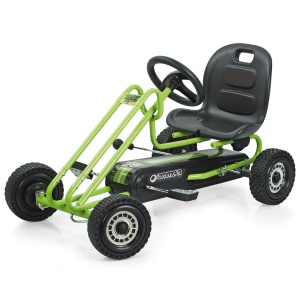 hauck Go-Kart Lightning pentru copii de la 4 ani pana la 50 kg dimensiunea corpului 90-110 cm, masina cu pedale cu frana de mana, scaun reglabil, treapta inainte si marsarier, actionare cu pedale (verde) - Img 3