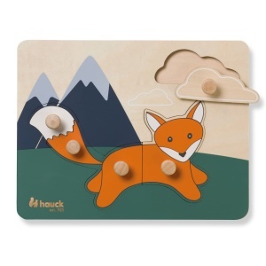 Hauck Puzzle din Lemn pentru Copii 1 An Forme Animale Butoane Ergonomice Fabricat din Lemn FSC