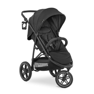 hauck Rapid 3R, Negru - Carucior pentru copii tricicleta cu anvelope de cauciuc, suspensie si pozitie culcata de la nastere pana la 22 kg, protectie UV 50+, glisor pliabil, reglabil pe inaltime cu suport pentru pahare - Img 1