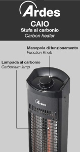 Heater cu infrarosu Ardes CAIO, 4001000 W, oscilatie automata, metal - Img 2