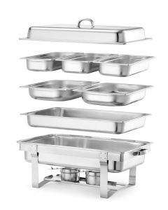 Hendi Chafing Dish Fiora GN 11 9L Inox cu 2 suporturi pentru pasta combustibil - Img 6