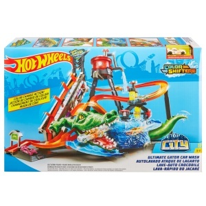 Hot Wheels FTB67 - City Ultimate Car Wash cu Crocodil Set de joc Statie de spalat auto cu efect de schimbare a culorii incl 1 masina de jucarie si ali - Img 6