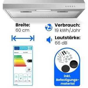 Hota de bucatarie Bomann DU 7613, 60 cm, 222 mh, cu LED - Img 2