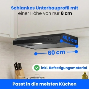 Hota de bucatarie Bomann DU 7613, 60 cm, 222 mh, neagra - Img 4