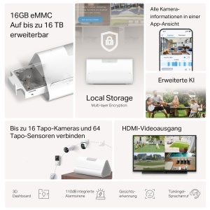 Hub Central Tapo H500, 16GB, Extensibil la 16TB, Suporta 16 Camere - Img 3