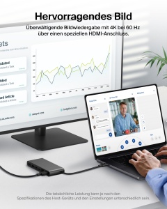 Hub USB-C Belkin Connect 8-in-1, 4K 60Hz, 100W PD, 2.5Gb Ethernet, Gri - Img 6